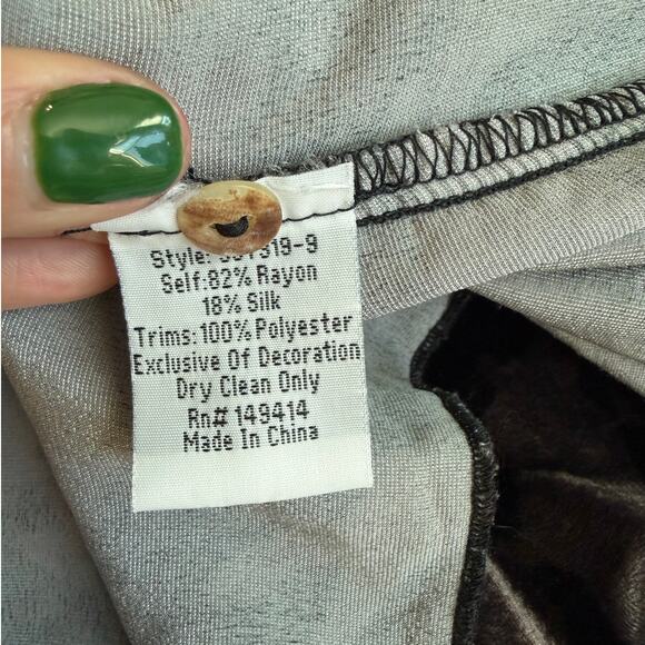 Johnny Was Multicolored Embroidered Camo, Silk/Velvet, Long Sleeve Dress- XL - Picture 6 of 9